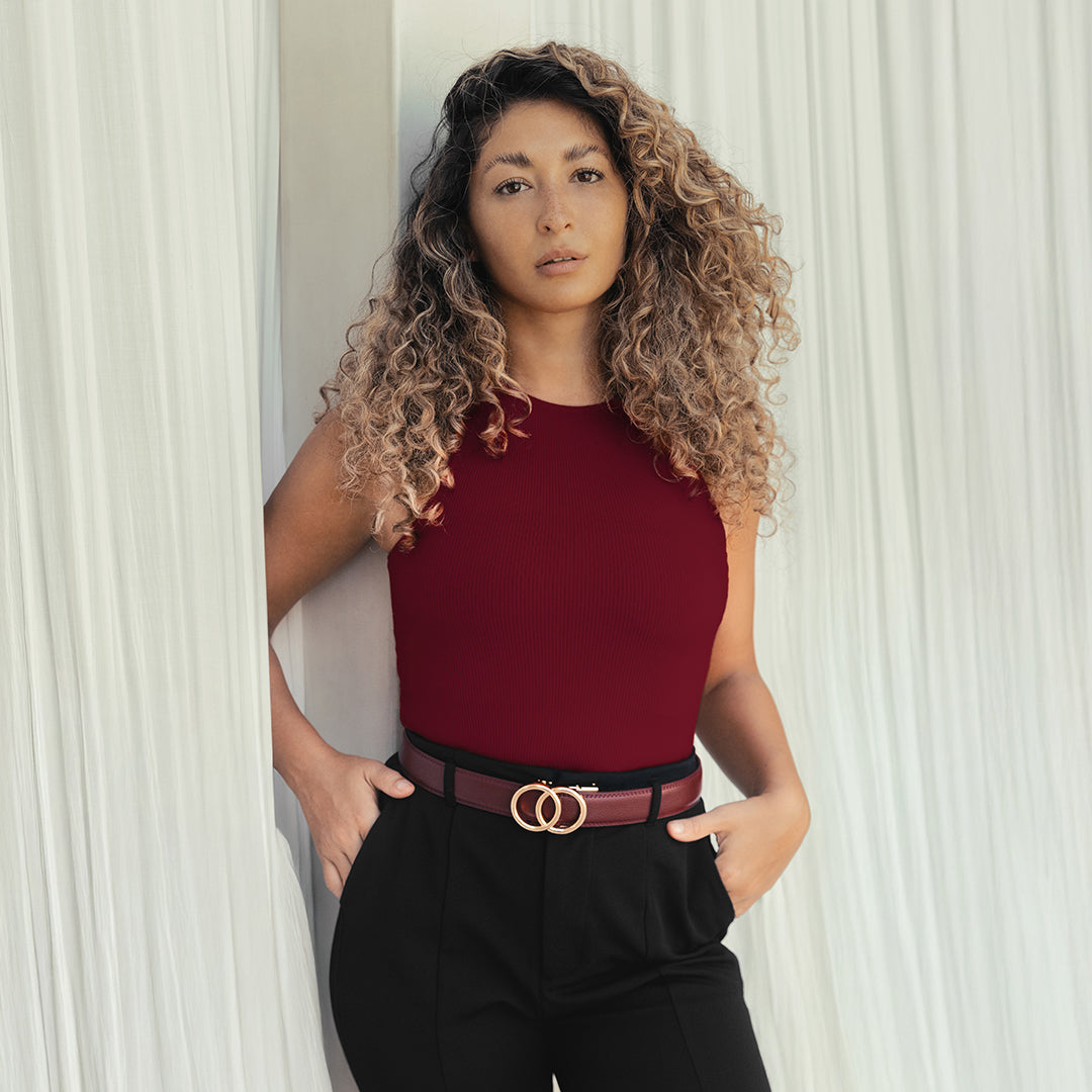 Modern Belt - Bordowy (vegan)